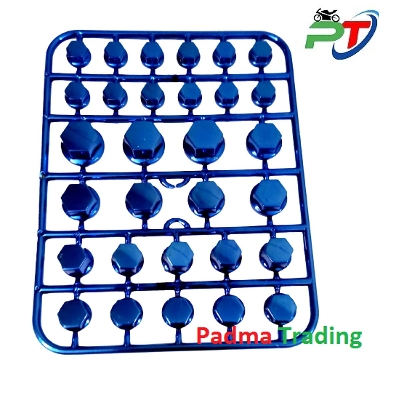 Picture of Motorcycle Nut Bolt Cap Cover Decoration for Bike. Universal Nut Cap for Motorcycle 30Pcs Set-  Blue