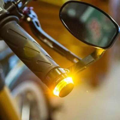 Picture of 2 PC LED Motorcycle Handlebar End Turn Signal Light Universal 22mm Indicator Flasher Handle Bar Blinker yello and white