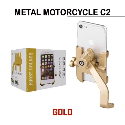 Picture of Universal Looking glass  Phone Holder For Motorcycle. Smartphone Holder Support For Rack Mount Stand- Golden