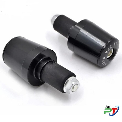 Picture of Universal Motorcycle 7/8" Handle bar grips CNC Gutli end slider cap plug - Full Black