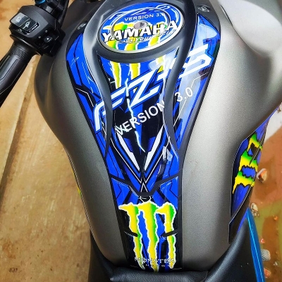 Picture of Yamaha FZ  V3  Motorcycle Fuel Tank Pad Sticker Protector - Blue full set