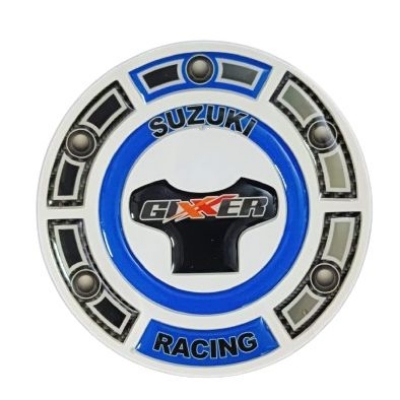 Picture of 3D Carbon fiber Motorcycle Fuel Tank-Lock Pad Sticker For Gixxer- Blue
