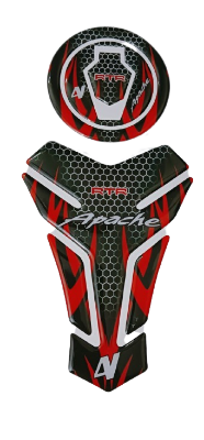 Picture of 3D Fuel Tank Pad or Protector Sticker For Apache RTR 4V Motorcycle. Red