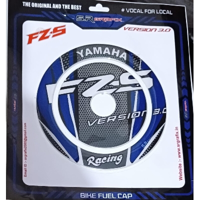 Picture of 3D Fuel Tank Lock-Cap Pad Sticker For YAMAHA FZ-S  Motorcycle. Blue