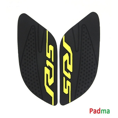 Picture of Motorcycle Fuel Tank Thai Pad Anti Slip Protector Stickers Knee Grip Side Decals For Yamaha R15 - Yellow in Black