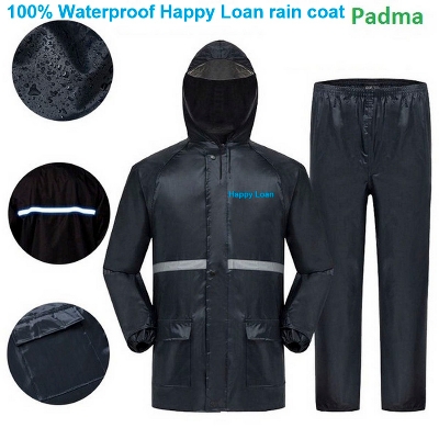 Picture of Happy Loan High quality rain coat with trouser- Black/ Blue