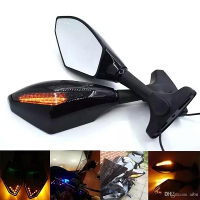 Picture of Universal Body Kit Motorcycle Looking Glass with Indicator-- Carbon motor bike indicator Rear View Glass- 1616