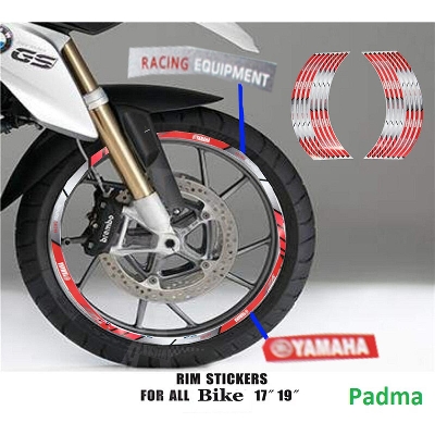 Picture of Wheel Stickers Reflective for Motorcycle Rim or Ring Tape Strips -Yamaha Racing Red