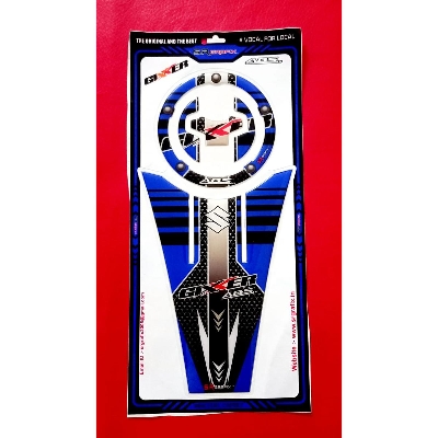 Picture of Tank pad Protector Sticker for Gixxer ABS motorcycle. Blue