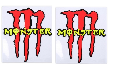 Picture of 2 Pis Bike Decoration Sticker for Motorcycle. monster -Red