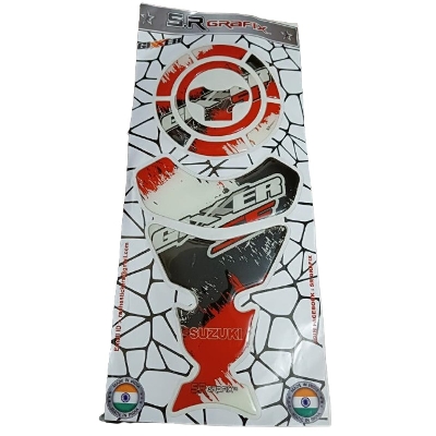 Picture of Gixxer SF Fuel Tank Pad Set Sticker for Motorcycle or Bike Decoration Sticker- RED