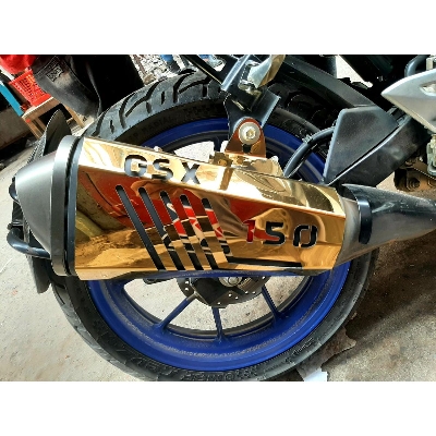 Picture of Full golden metal Silencer cover for GSXR Motorcycle- Gold