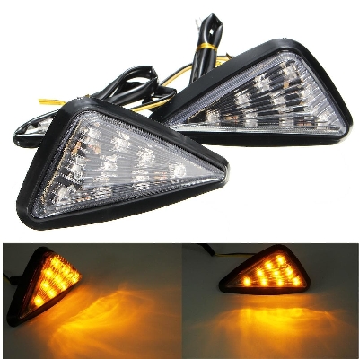 Picture of Motorcycle body indicator light or Motorcycle Universal Euro Triangle Flush Mount  Smoke Amber LED Light - Yellow