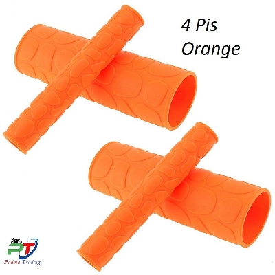 Picture of 4 Pis universal soft rubber Handle Bar Grip  Cover for motorcycle- Orange