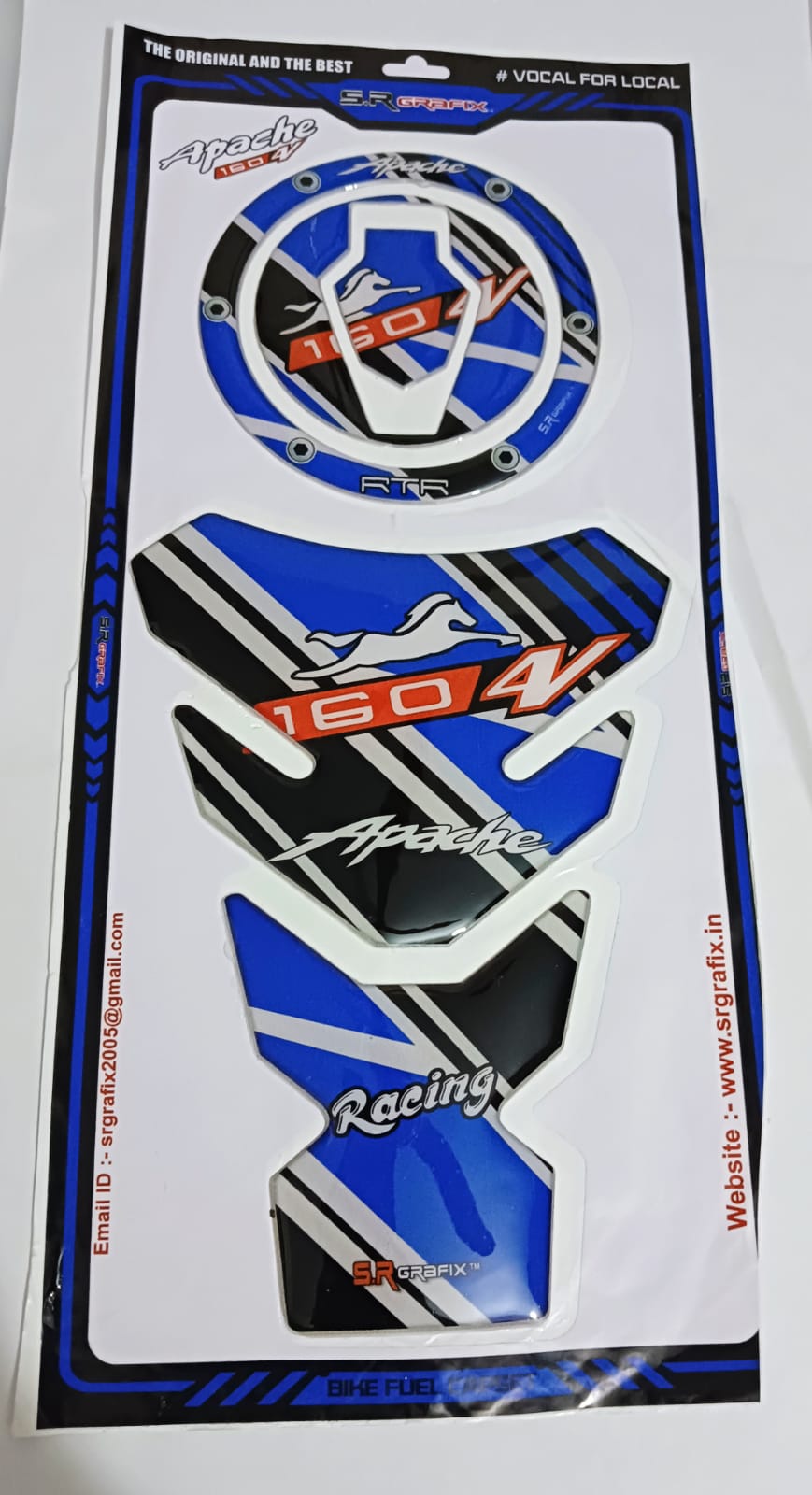 Picture of bike Fuel Tank pad or Motercycle protector pad sticker for apache RTR 4V- Blue
