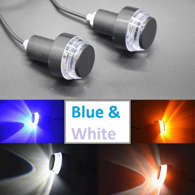 Picture of Blue-LED Motorcycle Handle bar End Turn Signal Light Universal 22mm Indicator Flasher Blinker Side Marker Lamp -2Pcs