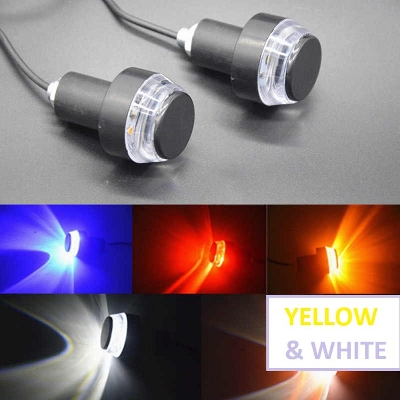 Picture of YELLOW-LED Motorcycle Handle bar End Turn Signal Light Universal 22mm Indicator Flasher Blinker Side Marker Lamp -2Pcs