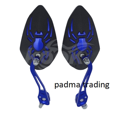 Picture of Metal Body rear view mirror. Universal Spider stylish Looking Glass for Motorcycle -Blue 1105
