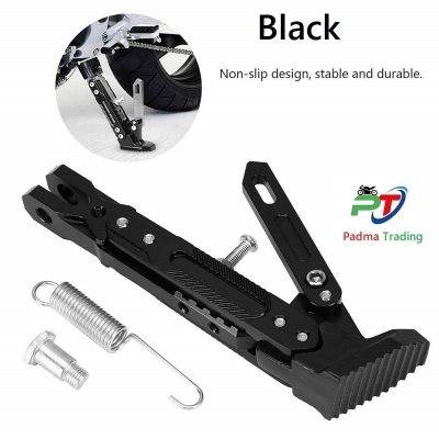 Picture of Universal CNC Aluminum Alloy Adjustable Kick stand. Side Stand parking Bracket for Motorcycle. Black