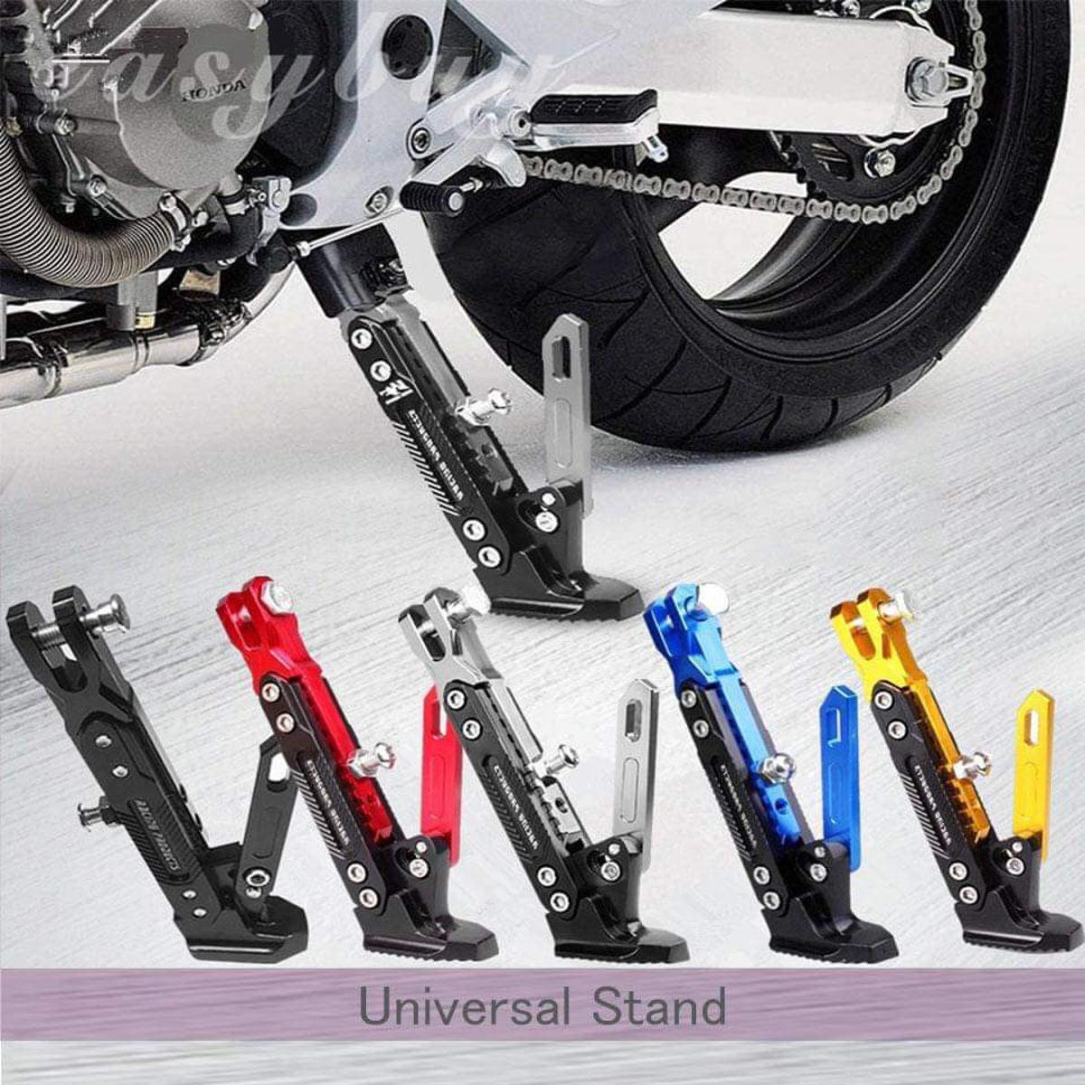 Picture of Universal CNC Aluminum Alloy Adjustable Kick stand. Side Stand parking Bracket for Motorcycle. Black