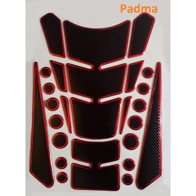 Picture of Universal Bike 3D Fuel Tank Pad. Tank Protector Sticker For Motorcycle. Model Button Red