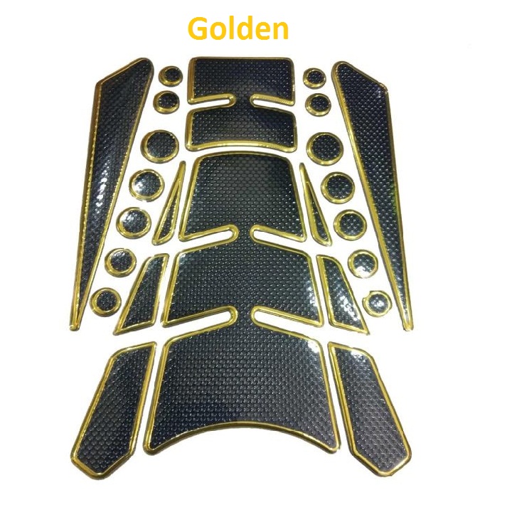 Picture of Universal 3D Fuel Tank Pad Protector Sticker For Motorcycle. Golden/ Blue