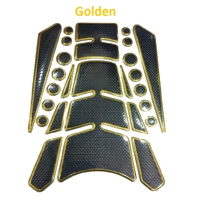 Picture of Universal 3D Fuel Tank Pad Protector Sticker For Motorcycle. Golden/ Blue