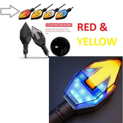 Picture of LED Indicator Light Arrow head For Motorcycle or Bike. Signal Light -Red Yellow-2 Piece