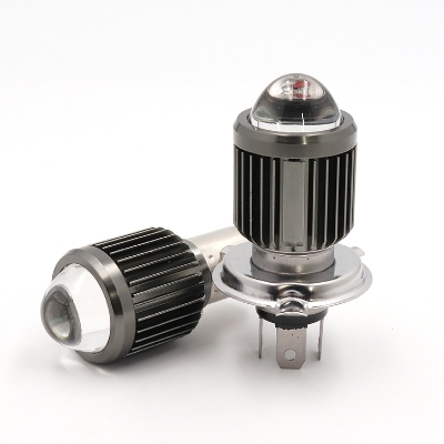 Picture of Motorcycle Mini Bi-LED Headlight Projector Lens H4 BA20D LED Headlight Bulbs 1800LM
