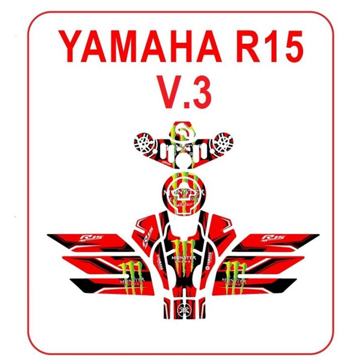 Picture of Fuel Tank Pad For Motorcycle decoration Sticker Full Body Set  YAMAHA R15 V.3  Monster Red