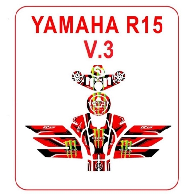 Picture of Fuel Tank Pad For Motorcycle decoration Sticker Full Body Set  YAMAHA R15 V.3  Monster Red