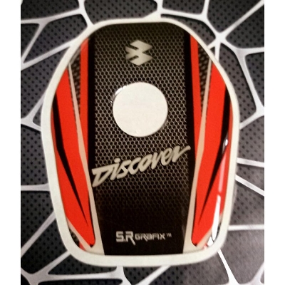 Picture of Fuel Tank lock Pad for Motorcycle Discover. Red & Black Sticker