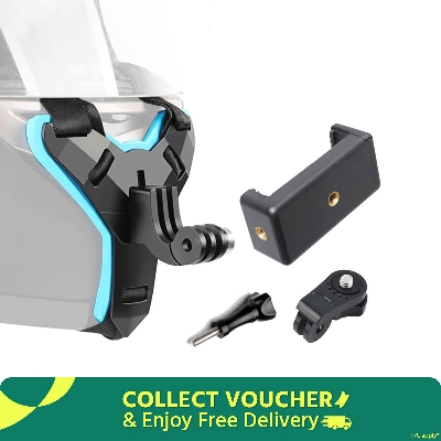 Picture of Helmet Chin Mobile Mount with Phone holder for Motorcycle. Helmet Stand for Action Camera and Phone