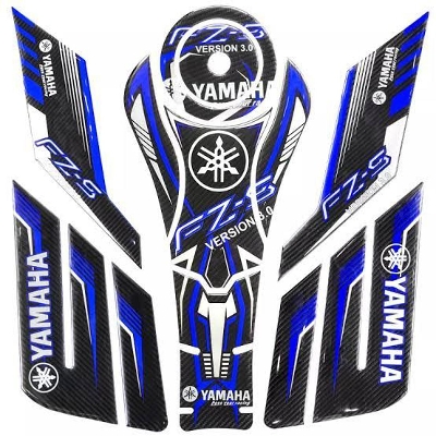 Picture of Yamaha FZ-S V3 Full Tank Pad Sticker 3D For Motorcycle Tank pad sticker. Blue