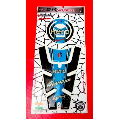 Picture of Tank Pad for Hero Glamour Motorcycle. ash and Black color