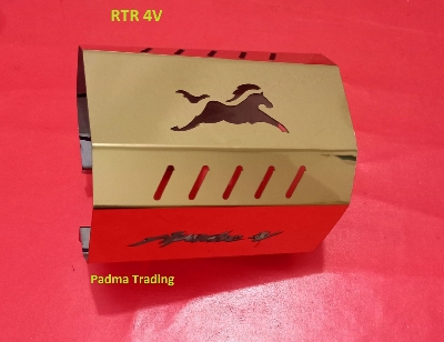 Picture of Silencer cover or Churi Stainless steel For Apache RTR 4V Motorcycle. Golden