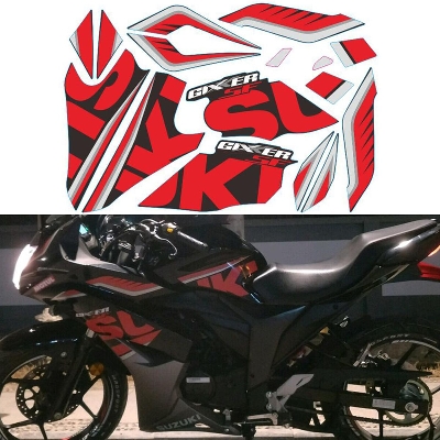Picture of Suzukey sf tank Pad full set sticker for motorcycle. Red
