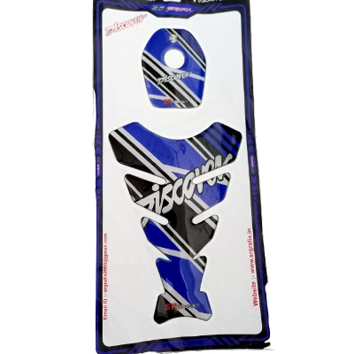 Picture of 3D Fuel Tank Pad Protector sticker for Discover motorcycle. Blue