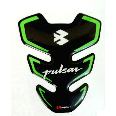 Picture of 3D Mini Tank Pad Sticker For Pulsar Motorcycle. Green Color