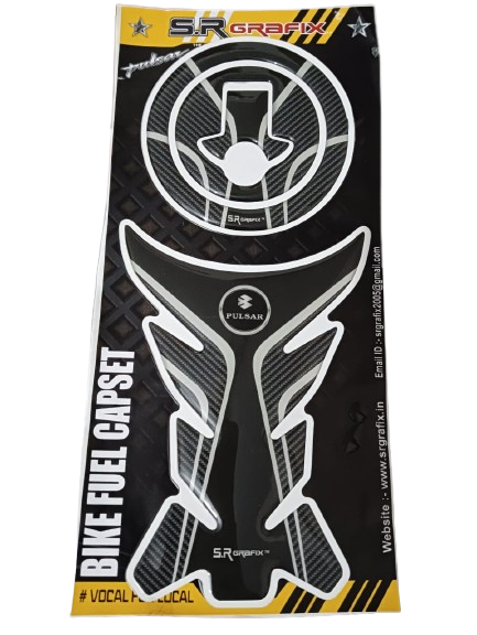 Picture of Carbon Fiber Fuel Tank Pad Protector Sticker For Pulsar Motorcycle. Black