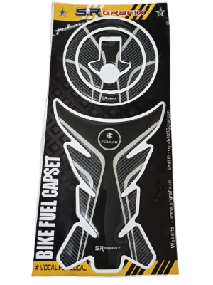 Picture of Carbon Fiber Fuel Tank Pad Protector Sticker For Pulsar Motorcycle. Black