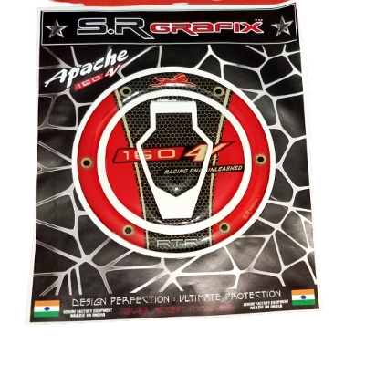 Picture of Fuel tank Lock cap pad sticker for Apache 4V Motorcycle. Red