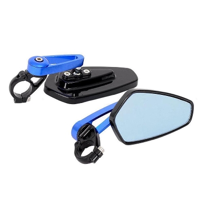 Picture of Cnc Aluminum Universal Handle End Looking Glass Set For Motorcycle . Blue - Looking Glass For Bike