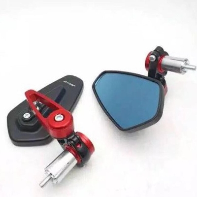 Picture of CNC Aluminum Universal Handle End Looking Glass set for Motorcycle . Red