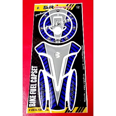 Picture of 3D Carbon Fiber Tank Pad Protector Sticker For Pulsar Motorcycle. Blue