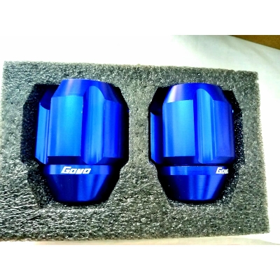 Picture of Goyo Gutli Aluminum Slide Cover for Motorcycle nut or bumper cap. Blue