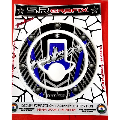 Picture of 3D Motorcycle Fuel or Oil Tank Lock-Pad Sticker For Pulsar. Blue