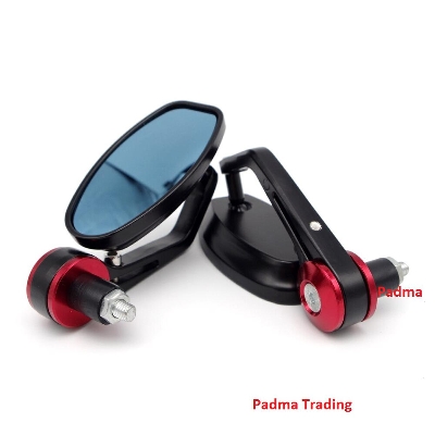 Picture of Handlebar end Grip Side Mirror or Looking Glass for Motorcycle. Red Gutli 501