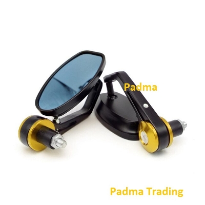 Picture of Handlebar end Grip Side Mirror or Looking Glass for Motorcycle. Golden Gutli 501