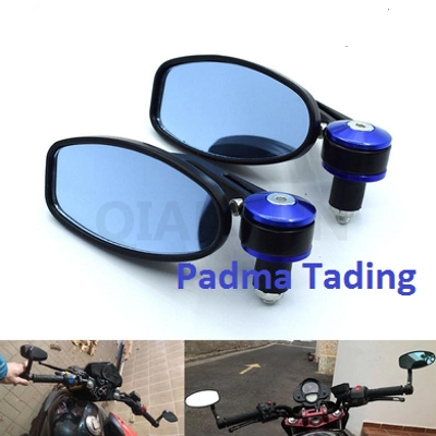 Picture of Handlebar end Grip Side Mirror or Looking Glass for Motorcycle. Blue Gutli 501